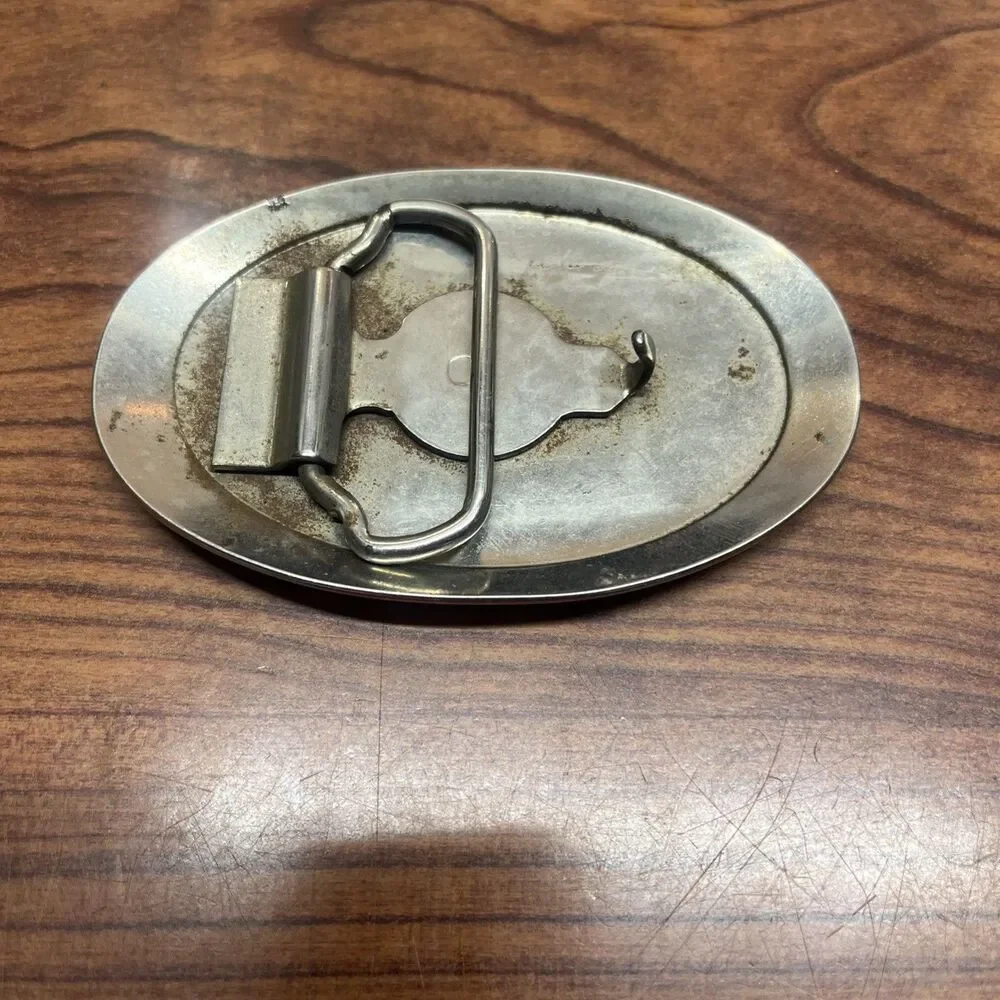 Checkered Flag Belt Buckle Silver 1979